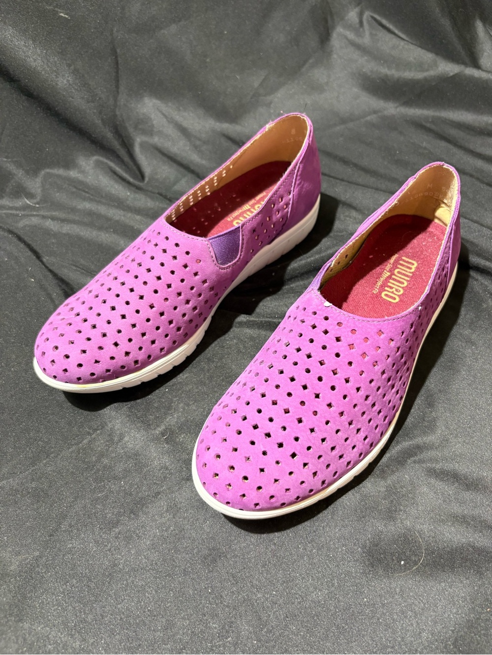 Munro Purple Perforated Slip-On Comfort Flats
